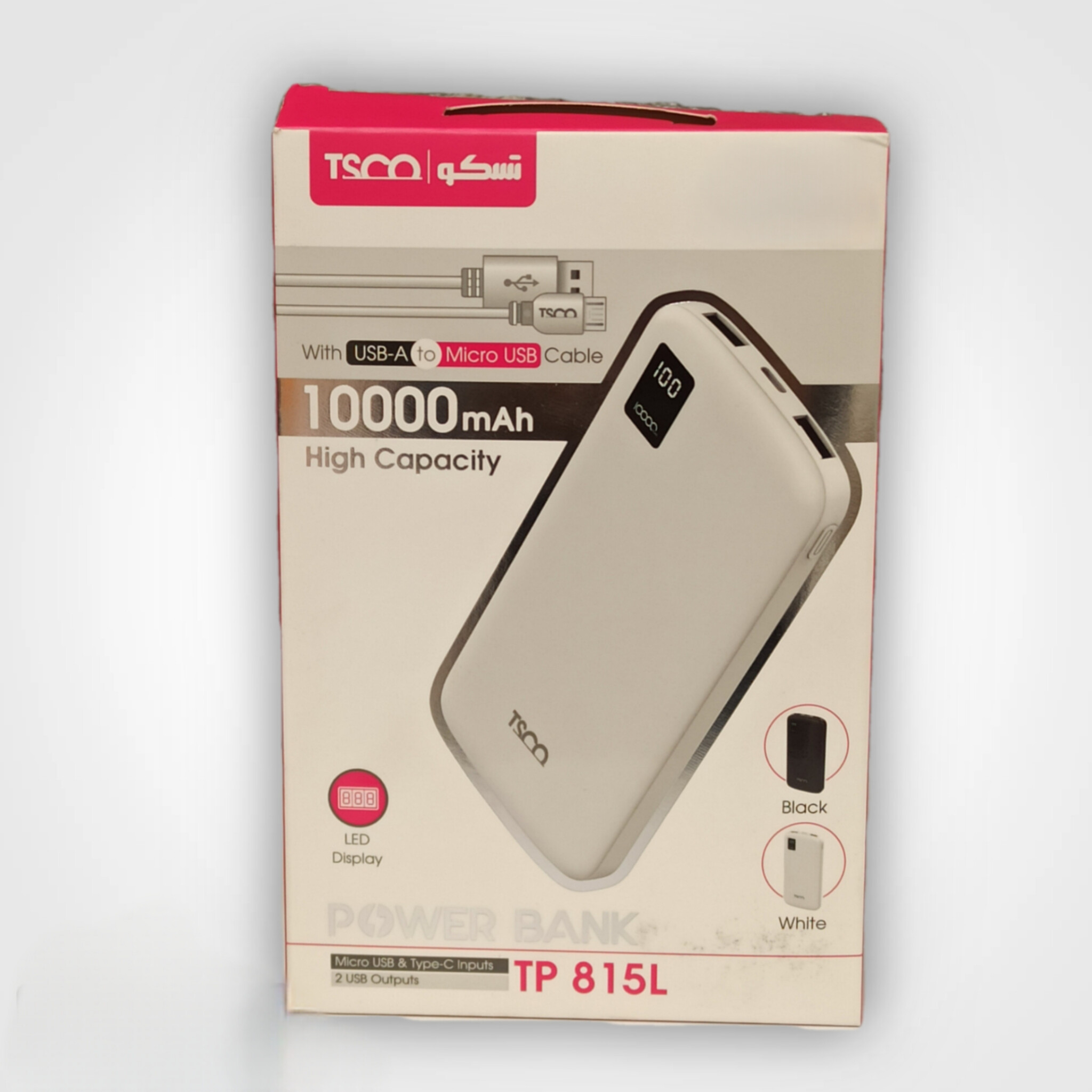 پاوربانک TSCO 10W 10000mAh با کابل اندروید مدل TP 815L- سفید