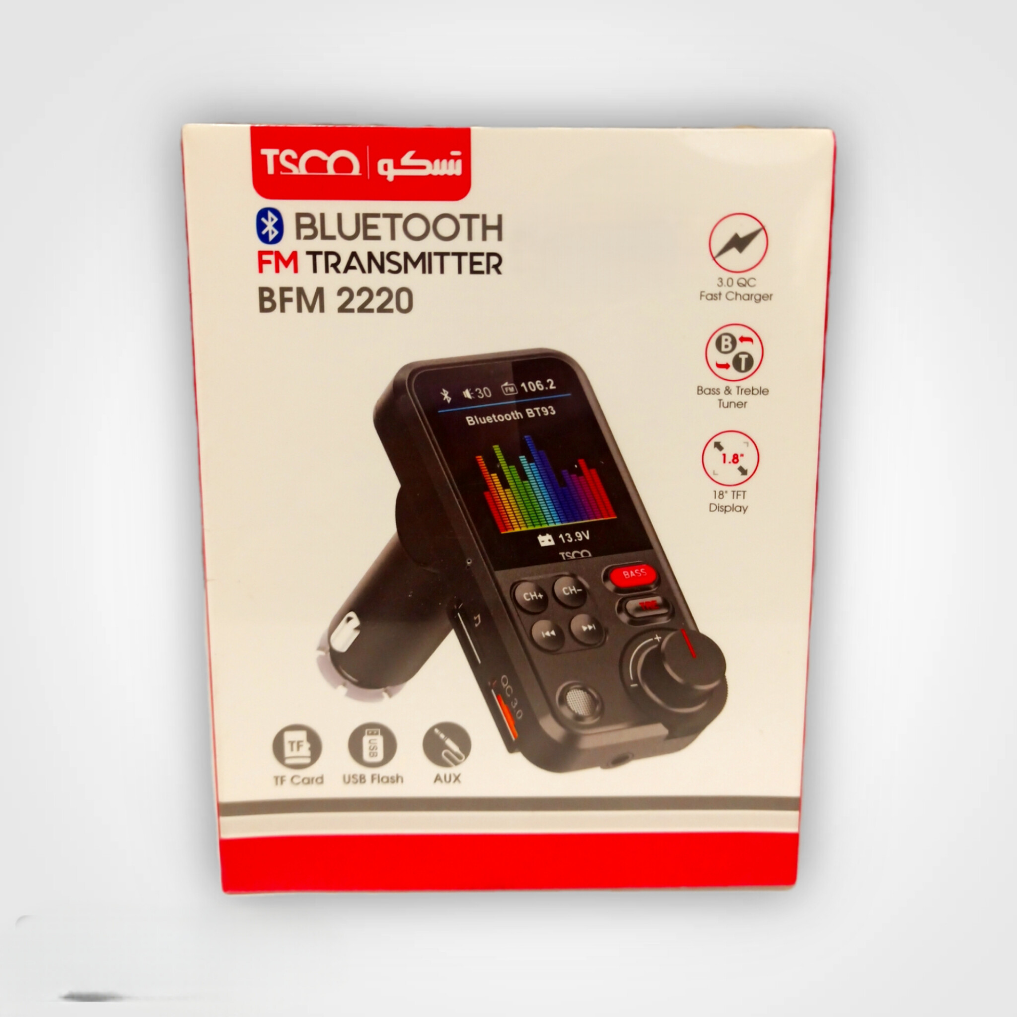 پخش کننده بلوتوث FM و شارژر فندکی خودرو Tsco مدل BFM 2220 - مشکی